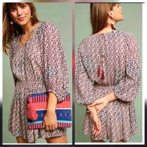 Holding Horses Anthropologie Annamaria Boho Maroon Floral Romper